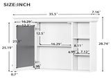 35'' x 28'' White Wall Mounted Bathroom Storage with Mirror Door, Modern Bathroom Wall 35423645