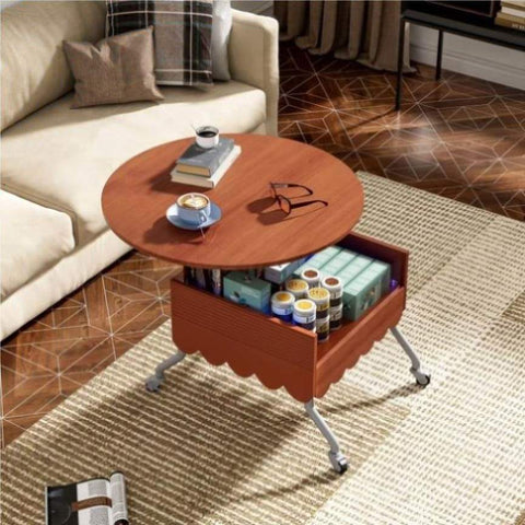 ZUN Round Lift-Top Coffee Table with Wheels, Metal Frame and Multi-Color Lighting in 27.6" N735P231430N