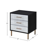 3 Drawers Particleboard Nightstand, Black, Silver and Gold B016P257162