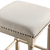 ZUN Arnhem Wood Upholstered Counter Height Stool, Set of 2, Tan T2574P164815