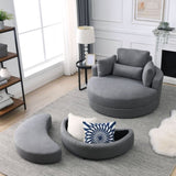 Welike Swivel Accent Barrel Modern Dark Grey Sofa Lounge Club Big Round Chair with Storage W83469809