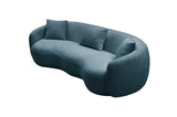 ZUN Modern Curved Sofa, Boucle Fabric Couch for Bedroom, Office, Apartment Blue W876102840