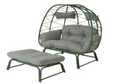 Double Patio Egg Chair Ottoman, Wicker Outdoor Egg Chair Cushion, 2 Person Lounge Chair T5880P501484