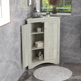 ZUN Oak Triangle Bathroom Storage Cabinet with Adjustable Shelves, Freestanding Floor Cabinet for Home WF291467AAL