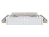 Wood Queen Size Platform Bed Frame with 6 Drawers, White 07431345