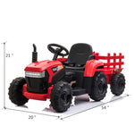 ZUN 12V Kids Ride On Tractor with Trailer, Battery Powered Electric Car w/ Music, USB, Music, LED W2181P146468