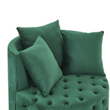 Velvet Upholstered Swivel Chair for Living Room, with Button Tufted Design and Movable Wheels, W48790919