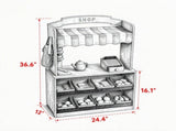 Wooden Grocery Store Playset, Pretend Play Supermarket with Cash Register, Play Food & Chalkboard 85822904