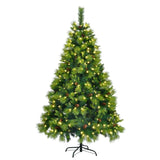 ZUN 6FT Grass Green Christmas Tree, Large Branches Pine Tree, Pre-Lit Set with Tree & Garland & Wreath, 97534144