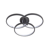 20" Modern Black LED Ceiling Light, 3-Ring Flush Mount Fixture for Living Bedroom, or Dining W1340P253585