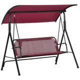 3-Seat Outdoor Patio Swing Chair-Wine Red 10708179