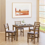 ZUN 5PCS Stylish Dining Table Set 4 Upholstered Chairs with Ladder Back Design for Dining Room Kitchen 02910821