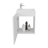 Saju Floating, Wide One-Door Cabinet Vanity, With Resin Sink And One Shelf, Bathroom Storage, White B200P335387