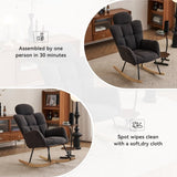 055-Teddy Fabric Upholstered Nursery Rocking Glider Chair Modern Accent Armchair Padded Seat with W527P228311