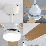 indoor Modern 52 Inch Ceiling Fan With Dimmable 6 Speed Wind 5 Blades Remote Control Reversible DC 09307403