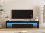 High gloss TV Stand with LED Lights for TVs up to 65'', Modern TV Console with Storage Cabinets for W1321126658