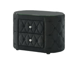 Luxurious 1pc Oval Nightstand Plush Tufted Upholstery 8mm Tempered Glass Top Rounded Sides Two B2741P321022