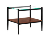Set of 2 Rectangle End Table, Tempered Glass Tabletop with MDF layer, Modern Table for Living Room , W241P184246