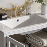 30" Modern Bathroom Vanity with Ceramic Sink, Bathroom Vanity Cabinet with Tempered Blurred Glass N817P279904W