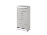Glam Modern 5-Drawer Chest with Crystal Accents, LED Lighting and White Lacquer Finish G150108641