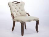 Velvet Dining Chair with Handmade Tufted Trim, Solid Wood Handles on Top and Sides, Vintage Copper W1143P338140
