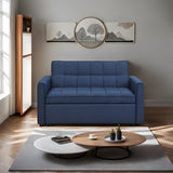 ZUN Stylish blue Pull-Out Sofa Bed with Woven Polyester Fabric & Solid Wood Frame W2297P211264