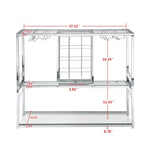 ZUN Bar Cart Kitchen Bar&Serving Cart for Home Glass Holder and Wine Rack, 3-Tier Kitchen Trolley GHNDT-WRK1004A