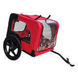 Bicycle trailer for pets outdoor foldable red color dog trailer with reflectors and safty flag W136456073
