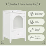 20" Bathroom Vanity with Sink, Bathroom Cabinet with Soft Closing Glass Door, A Drawer, White N725P185457K