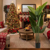 2PCS Set 5.2ft Tall Artificial Plant Faux Tropical Palm Tree in Pot Bird of Paradise Plant for 10805063