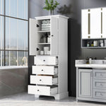 ZUN Storage Cabinet with 2 Doors and 4 Drawers for Bathroom, Office, Adjustable Shelf, MDF Board with WF302825AAK