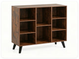 Rustic Brown 8-Cube Open Bookshelf with Top Display Shelf, Engineered Wood Freestanding Book Storage 41903325