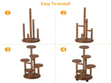 5 Tier Plant Stand with 4 Detachable Wheels Wooden Plant Pot Rolling Shelf Plant Display Rack for 84603428