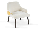 Indoor Dining Chair Set of 2, Beige & Yellow Two-Tone Fabric Armchair with Sturdy Frame, Modern N779P370716B