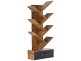 7-Tier Tree Bookshelf with Drawer, Tall Narrow Wood Bookcase for Living Room, Bedroom, Floor 67147654