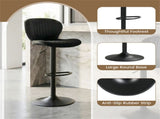 2-Pack Adjustable Height Bar Stools with 360&deg Swivel, Dutch Velvet Upholstered Bar Chai - Black 95222483