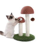 ZUN Cat Scratching Post Mushroom Claw Scratcher with Natural Sisal Ropes Interactive Dangling Ball for 03002290