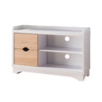 ZUN Shoe Entryway Bench, Compact Storage Bench, Two Shelves and Two Drawers - White & Weathered White B107130835