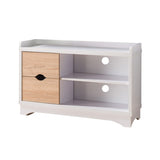 ZUN Shoe Entryway Bench, Compact Storage Bench, Two Shelves and Two Drawers - White & Weathered White B107130835