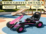 Kids Pedal Go Kart, Adjustable Seat & EVA Wheels with Brake, for Boys & Girls Ages 3-8, Pink 23259630