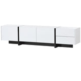 ON-TREND White & Black Contemporary Rectangle Design TV Stand, Unique Style TV WF300852AAK