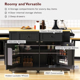 K&K 48 inch Large Kitchen Island with Drop Leaf,Power Outlet,Internal Rack,Rolling Kitchen N707P257057B