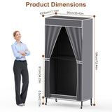 2 Tier Clothing Rack With Cover Portable Wardrobe Closet Covered Garment Rack with 4 Wheels 2 33352784