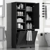 ZUN Bathroom Storage Cabinet with Doors and Drawers, Tilt-Out Laundry Hamper, Multiple Storage Space, N725P208543B