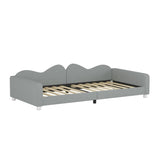 Twin size Upholstered Daybed, Sherpa Fabric Sofabed with Cloud-Shaped Backrest, No Box-spring N733P234602E