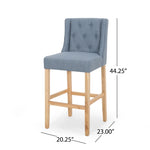 ZUN Vienna Contemporary Fabric Tufted Wingback 31 Inch Counter Stools, Set of 2, Light Blue and Natural 64854.00LBLU