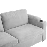 72.8" Corduroy Sleeper Sofa Loveseat Sofa with Full Size Mattress, USB Ports, Cup Holders, N719P208880E