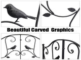 119*67*71cm Courtyard With Bird Pattern Arched Handrail Courtyard Iron Bridge Black 03333444