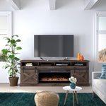 ZUN 93 inch Electric Fireplace TV Stand for TVs up to 100 inches, Minimal Assembly, Barnwood Finish B108P160227