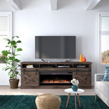 ZUN 93 inch Electric Fireplace TV Stand for TVs up to 100 inches, Minimal Assembly, Barnwood Finish B108P160227